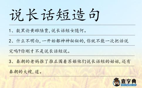 說長(zhǎng)話短造句