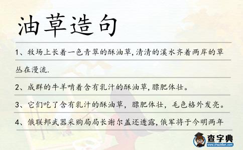 油草造句