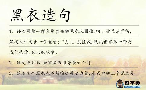 黑衣造句